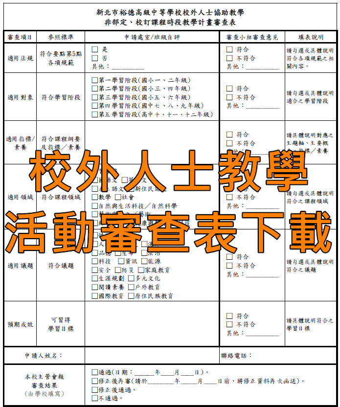 活動審查表